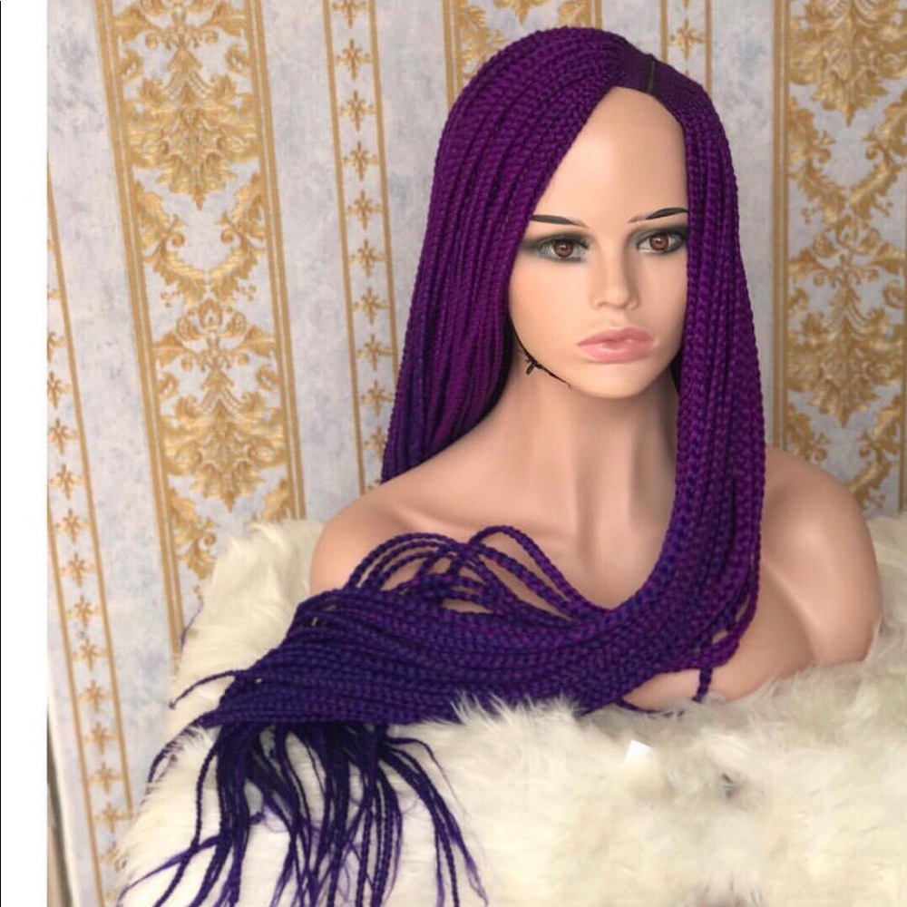 Ombré box braid on a closure color purple/violet